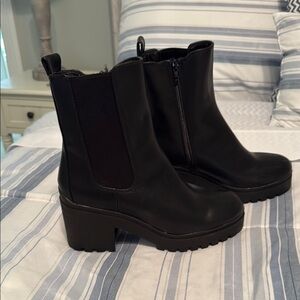 Black Chunky Heel Ankle Boots